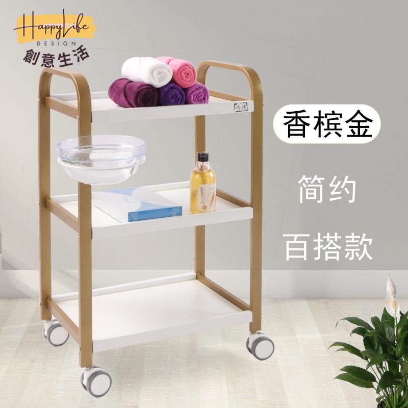 工廠直銷 美睫美甲理發店推車 美甲美睫化妝工具車 輕奢工具推車 手推車 美容院專用置物架 三層帶抽屜鐵架新店開業 全館折扣 售後保障 優選/免運