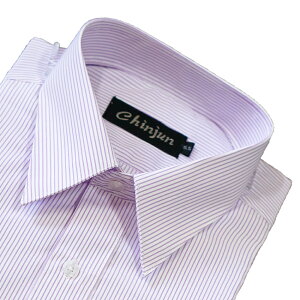 Chinjun男士商務抗皺襯衫-長袖-白底紫線條紋(2014-1) 男襯衫 立領 上班 標準 正式 紳士 面試
