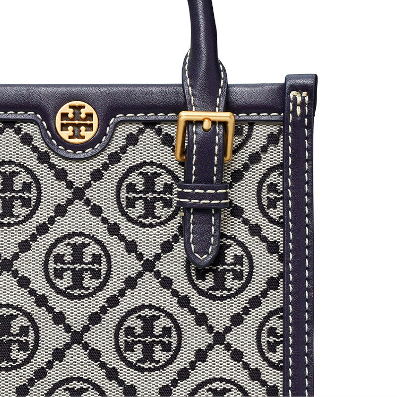精選★TORY BURCH T MONOGRAM 提花迷你托特手提包 87146 (藍色現貨) ~【母親節禮物★菲尼斯 國際精品3折起 春夏新品 換季下殺】 4