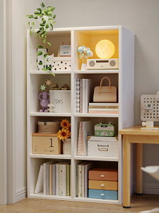 書架落地置物架一體靠墻家用多層收納柜簡易儲物格子柜墻邊小書柜