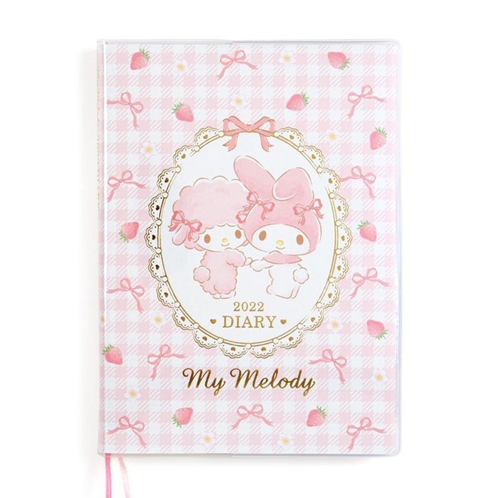 【震撼精品百貨】2022年 掛曆/年曆/手帳~日本三麗鷗Sanrio 美樂蒂 B6行事曆-格紋粉*75090