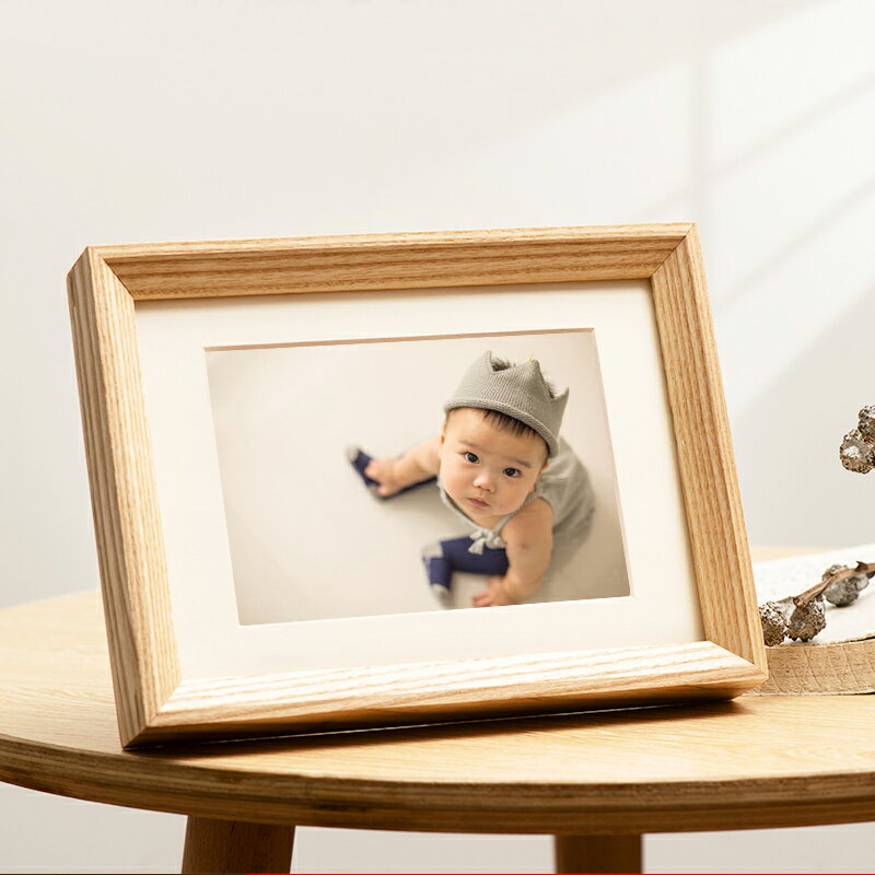 木質相框 實木相框原木7寸8寸10寸結婚情侶寶寶照片大框相架畫框擺臺定制『XY11542』