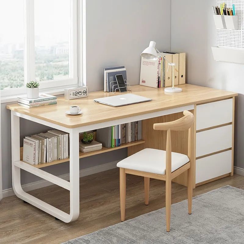 電腦臺式桌家用多功能書桌書架一體簡易辦公桌學生臥室寫字桌子