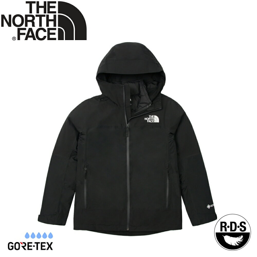 【The North Face 美國 女 Gore-Tex 防水防風連帽羽絨兩件式外套《黑》】83RU/登山/保暖外套/透氣保暖