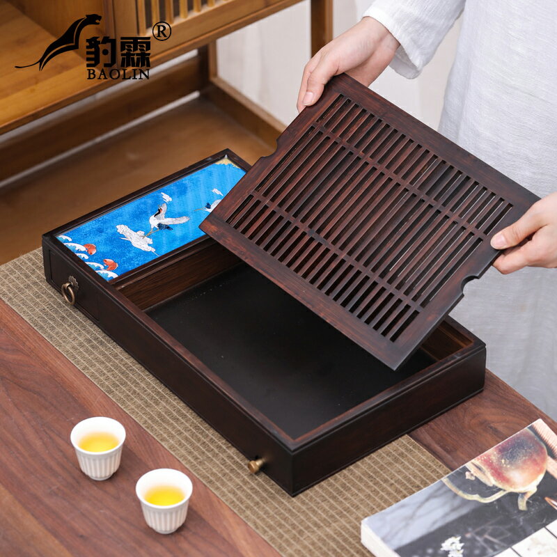 日式簡易竹制茶盤家用小茶臺瀝水托盤小型一人用小茶盤帶排水公司