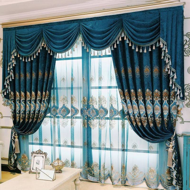 窗簾2021新款雪尼爾繡花高檔大氣遮光北歐簡約臥室客廳輕奢上檔次