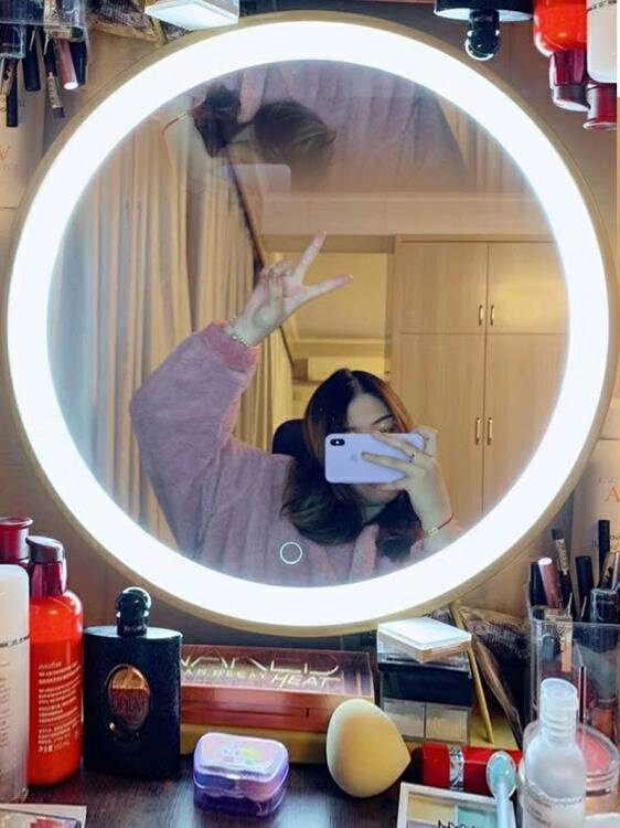 化妝鏡 大號化妝鏡台式led燈補光梳妝台鏡桌面ins網紅鏡子美妝鏡帶燈泡