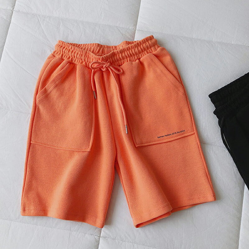 褲子女新款夏寬松韓版高腰休閑運動百搭闊腿居家熱褲五分短褲 3