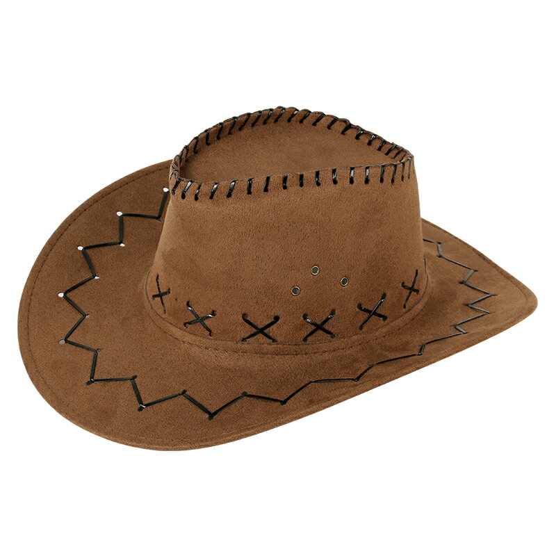 西部牛仔帽戶外旅游休閑男士遮陽帽仿麂皮絨夏季防曬清涼騎士帽子