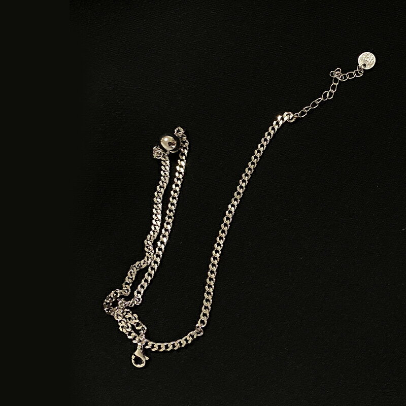 925純銀圓珠項鏈女ins潮頸鏈網紅性感古巴鏈粗鏈條鎖骨鏈短款脖鏈 3