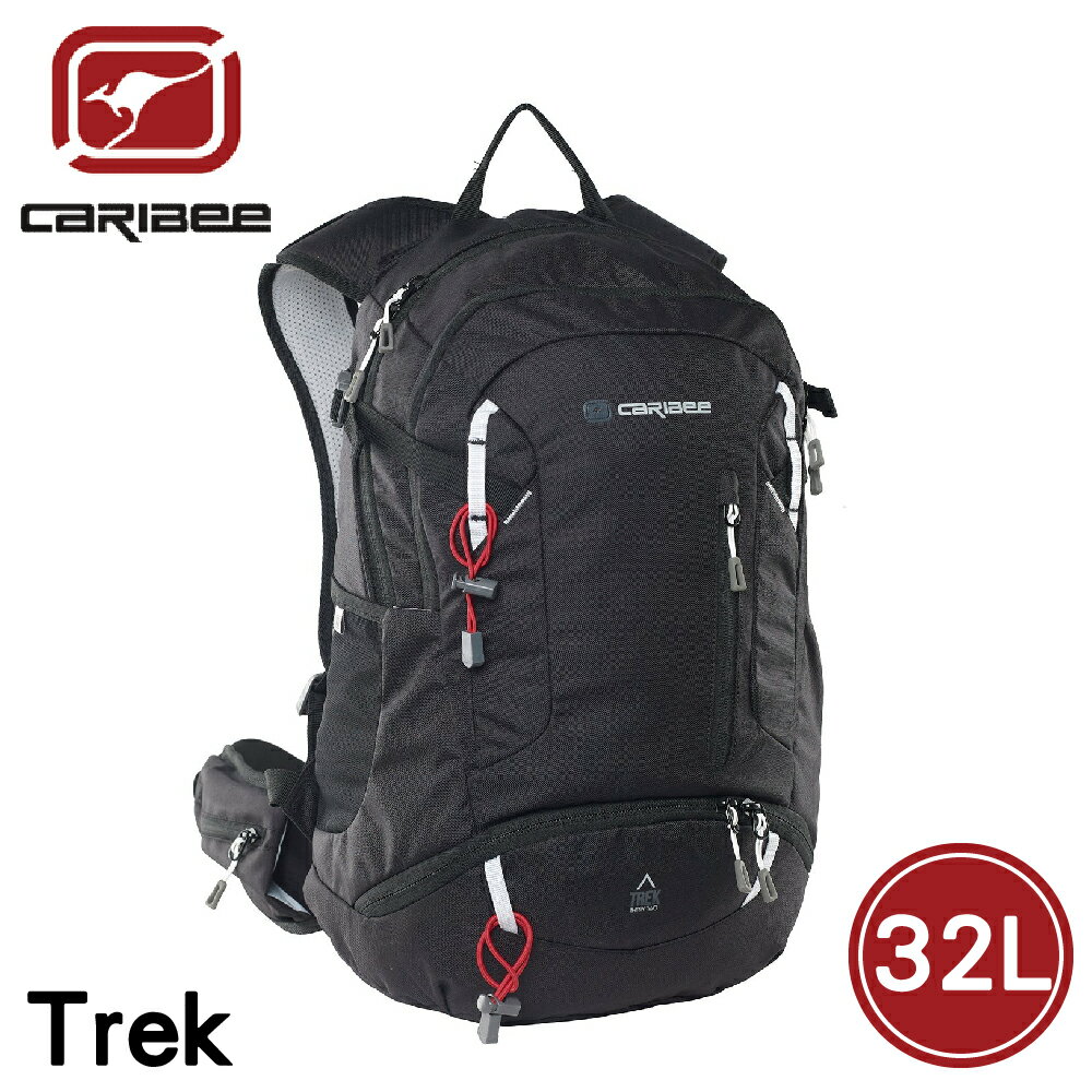 【Caribee 澳洲 TREK 32L 背包(附防水套)《黑》】CB-6061/登山背包/多功能背包/休閒背包