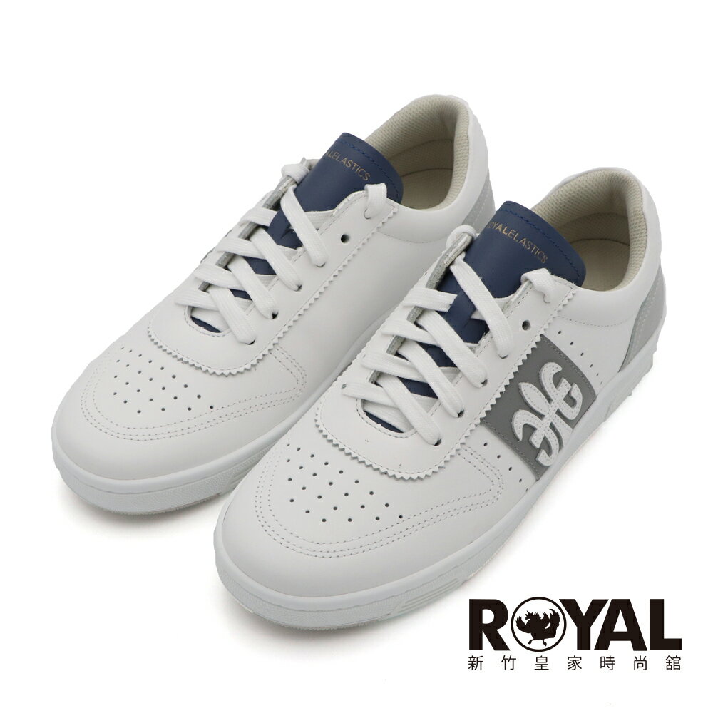 【全館滿額折】 Royal Elastics 白灰藍 頂級牛皮 透氣 鞋帶款 休閒鞋 男款 NO.B2849【08121-058】