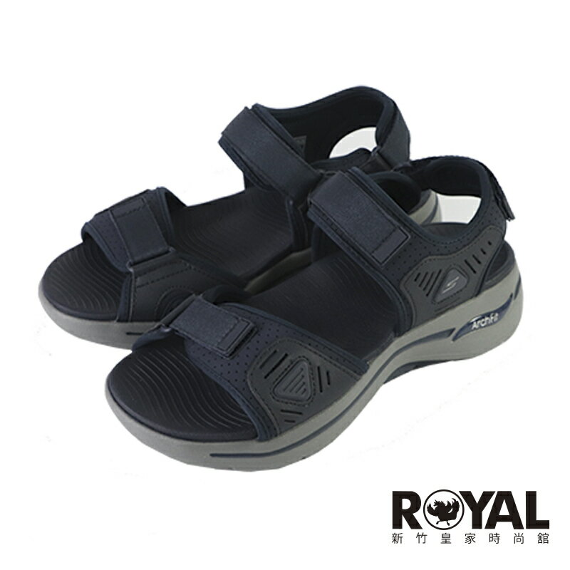 【618年中慶🤩優惠來拉!~】 Skechers GOwalk Arch Fit Sandal 深藍色 綁帶 厚底 涼鞋 男款 NO.B2032【 229020NVBL】