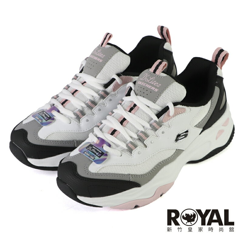 【全館滿額折】 Skechers D'lites 4.0 白黑粉 膠底 防滑 老爹鞋 女款 NO.J0836【 149492WBPK】