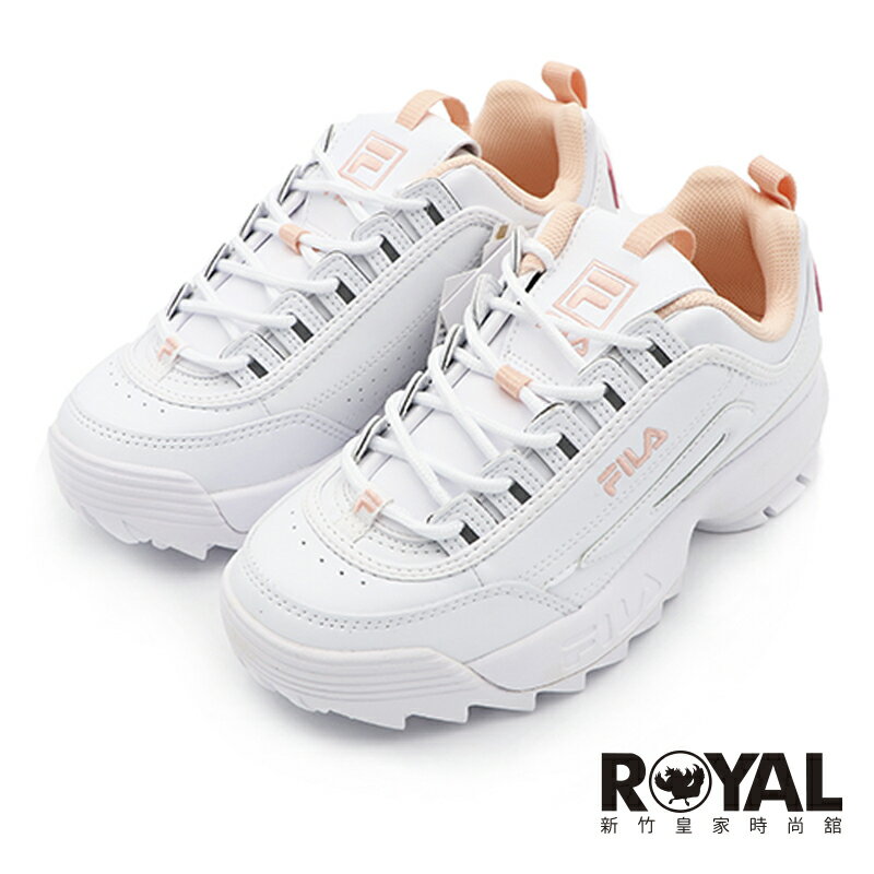 【全館滿額折】 Fila DISRUPTOR II 白粉 百搭 老爹 皮質 厚底 運動休閒鞋 女款 NO.J1113【 4-C608V-115】