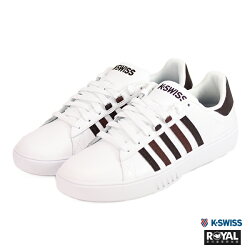 K-SWISS 新竹皇家 PERSHING 白色/咖啡 皮質 休閒鞋 男款 NO.A9976