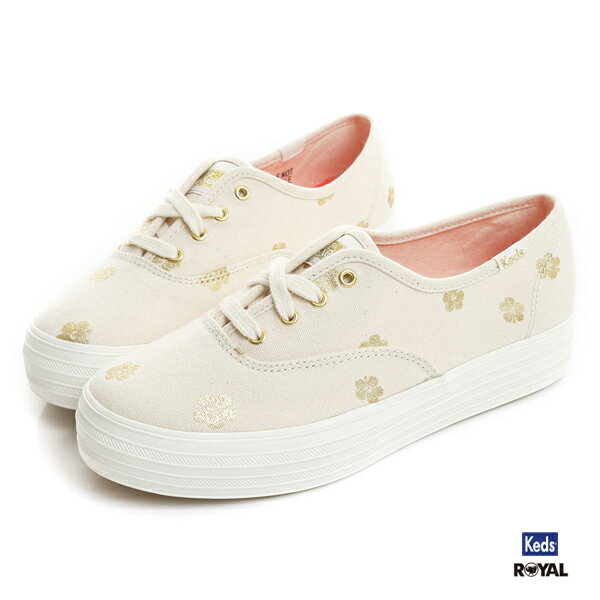 Keds TRIPLE HIBISCUS 金色 厚底 梅花 帆布 休閒鞋 女款 NO.I8926【新竹皇家】