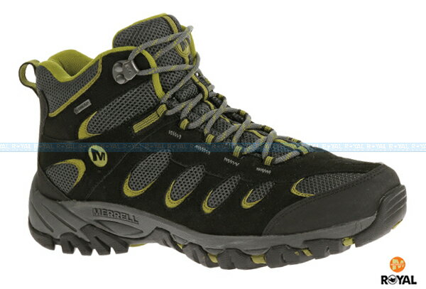 MERRELL 新竹皇家 RIDGEPASS MID GORE-TEX 黑/綠 防水 運動鞋 高筒 男款 NO.A7187