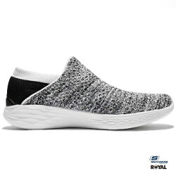 SKECHERS 新竹皇家 YOU 黑白 織布 輕量 健走 懶人鞋 女款 NO.I8111