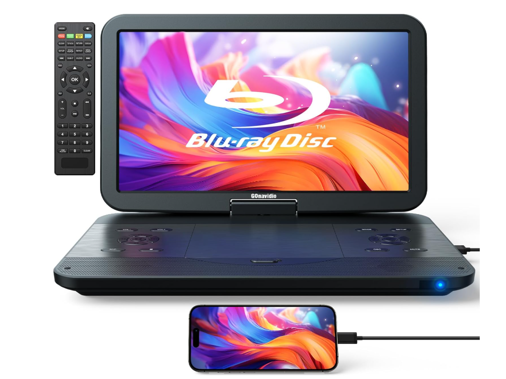GOnavidio 15.4英吋 攜帶式 藍光 播放機 HDMI 1920x1080 USB SD 270度 日本代購