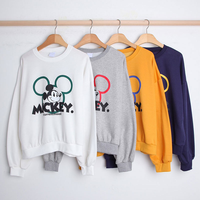 ANNAS 正韓米奇刷毛衛衣 長袖加絨大學T 寬鬆慵懶卡通圖案 韓國米奇上衣 7