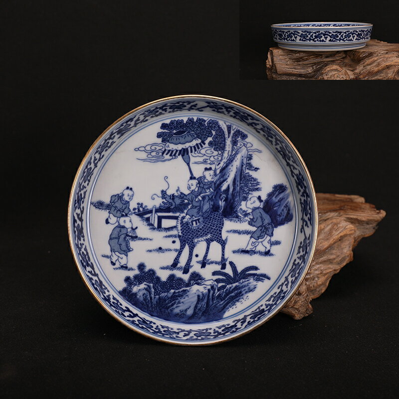 景德鎮陶瓷青花柴窯麒麟送子茶承壺承手繪干泡臺養壺墊蓋碗托盤