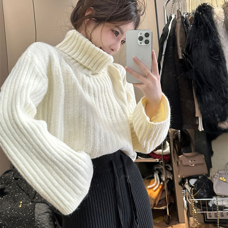 ANNAS 大紅色高領毛衣 紅色針織衫 寬鬆慵懶坑條毛衣 粗針織 紅色毛衣 過年 喜氣 新年 2024龍年 8