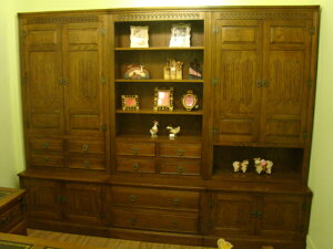 英式Old Charm橡木三件式書櫃櫃