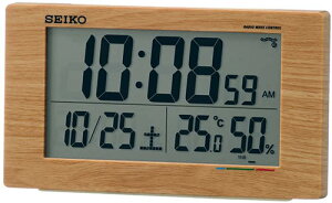 SEIKO【日本代購】精工 時鐘鬧鐘 日曆 舒適度 溫度 濕度 - 茶色木紋SQ784A