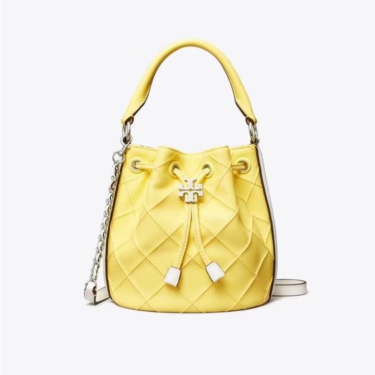 TORY BURCH 水桶包 SMALL FLEMING SOFT PATENT BORDER BUCKET BAG｜限時★滿萬折$500★保健食品3件9折★下單贈美國暢銷護手霜