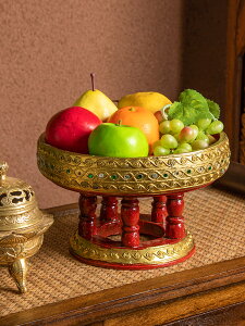 泰國供佛家用神壇拜神用品東南亞佛前供果果盤供奉供盤實木水果盤