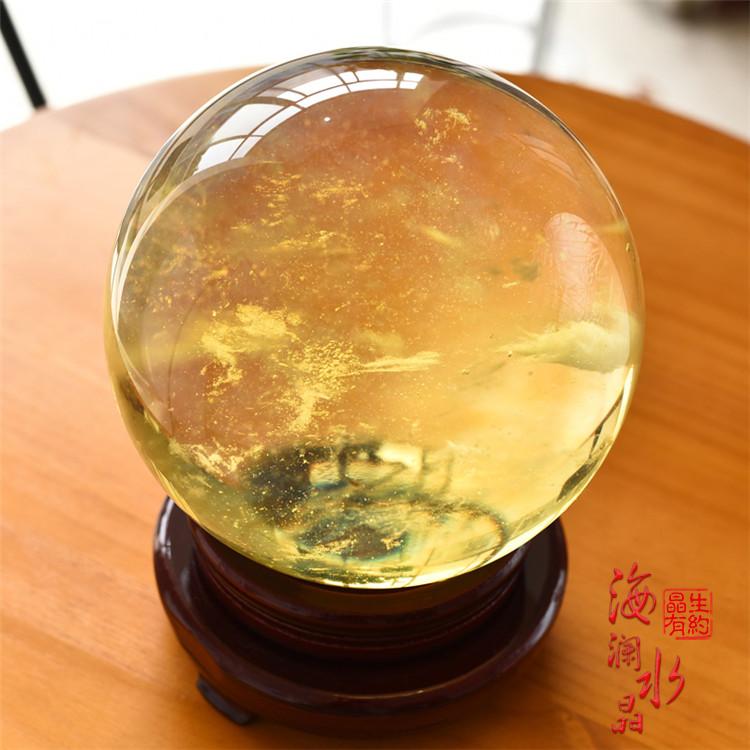 天然黃水晶球黃色水晶熔煉水晶球客廳書房商鋪公司玄關居家擺件| 協貿