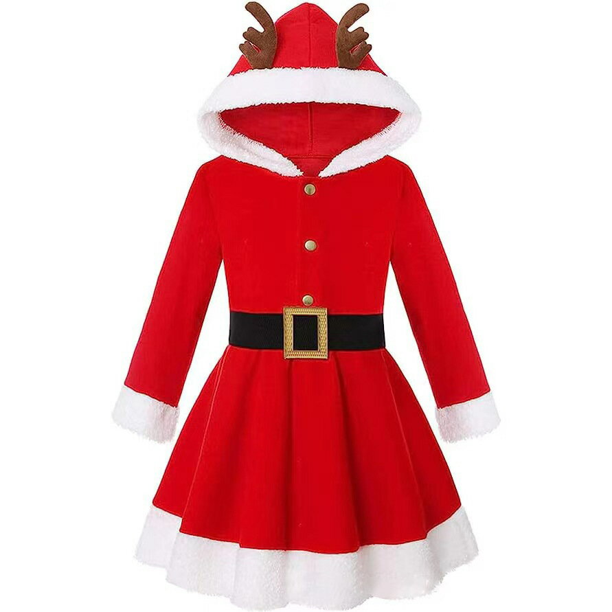聖誕服新款麋鹿連帽聖誕服聖誕樹裙兒童聖誕禮服裙節日聖誕裝扮裙 全館免運