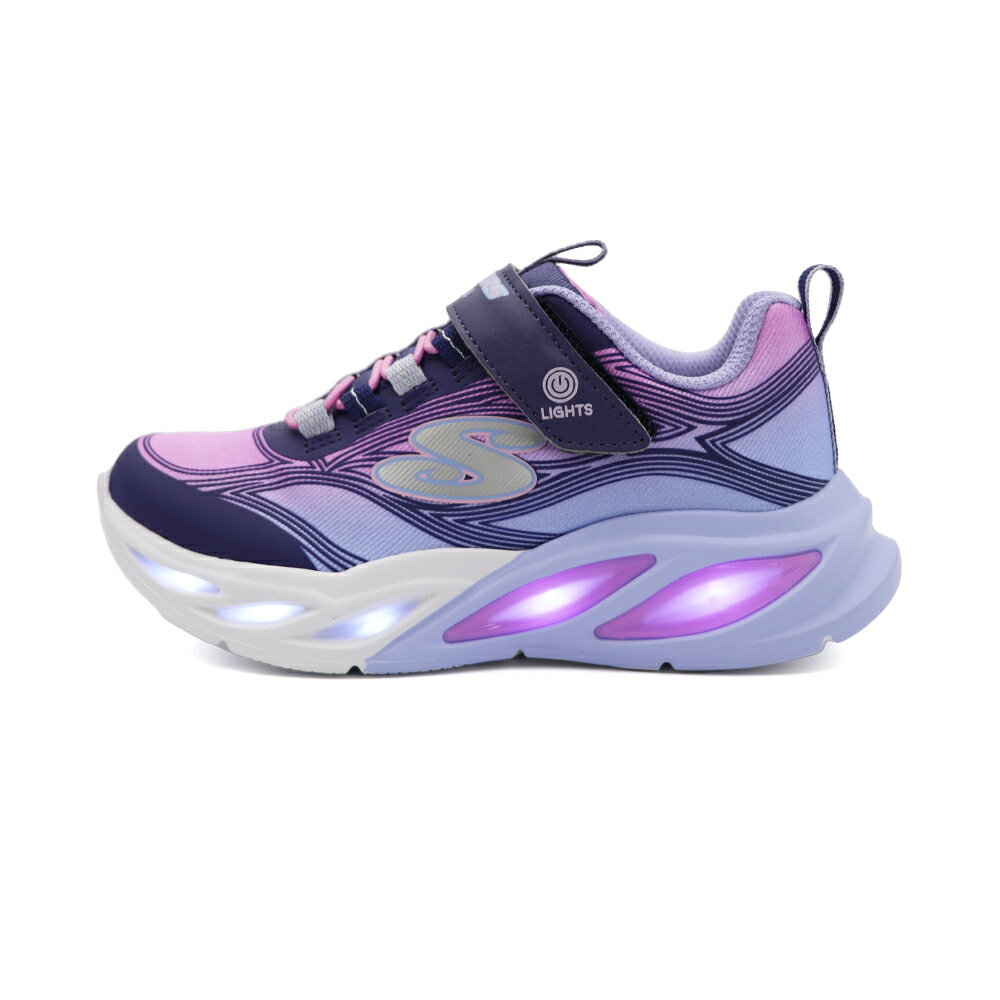 SKECHERS S LIGHTS 燈鞋 魔鬼氈 運動鞋 中大童鞋 紫粉 S1534 (303712LNVMT)