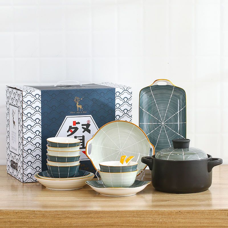 餐具 網紅ins風陶瓷碗餐具套裝家用日式碗碟碗盤套碗輕奢創意組合喬遷-快速出貨