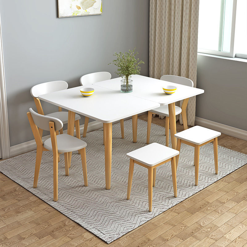小戶型折疊餐桌伸縮餐桌椅組合家用吃飯桌子飯桌現代簡約實木餐桌
