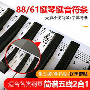 鍵琴貼 音符鍵位貼 鋼琴鍵盤音符卡免黏貼電鋼電子琴88/61鍵五線譜簡譜音符條通用貼『cyd12642』