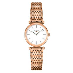 LONGINES 浪琴錶L42091928玫瑰金嘉嵐石英超薄腕錶/白面24mm