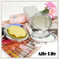 【aife life】水晶鏡面美妝鏡/化妝鏡/隨身鏡/方便攜帶，多種顏色水晶雙面化妝鏡，時尚不失質感!!