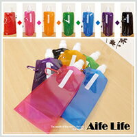 【aife life】摺疊水壺/環保運動水壺創意可掛式折疊冷水袋冷水壺廣告水壺