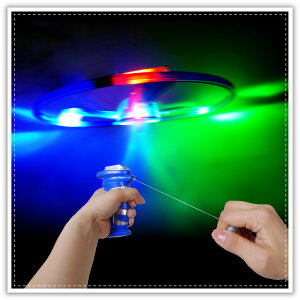 手拉LED飛碟 發光飛碟 拉線發光飛行器 UFO LED燈竹蜻蜓 飛盤