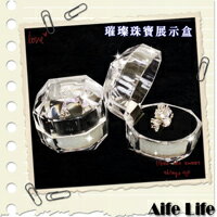 八角鑽石透明戒指盒 壓克力項鍊耳環珠寶盒展示盒首飾盒