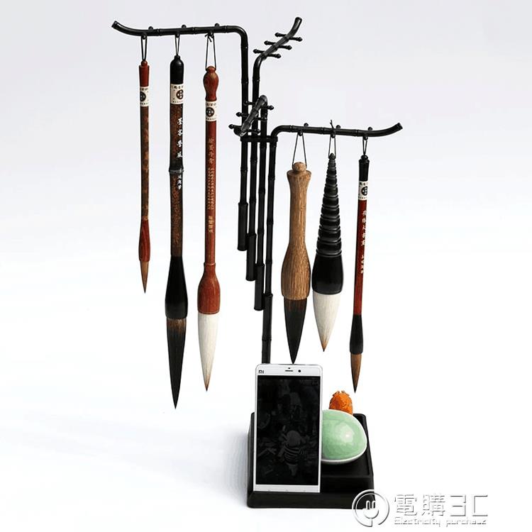 24針創意多功能有機塑膠毛筆掛筆架學生初學者文房四寶書法用品