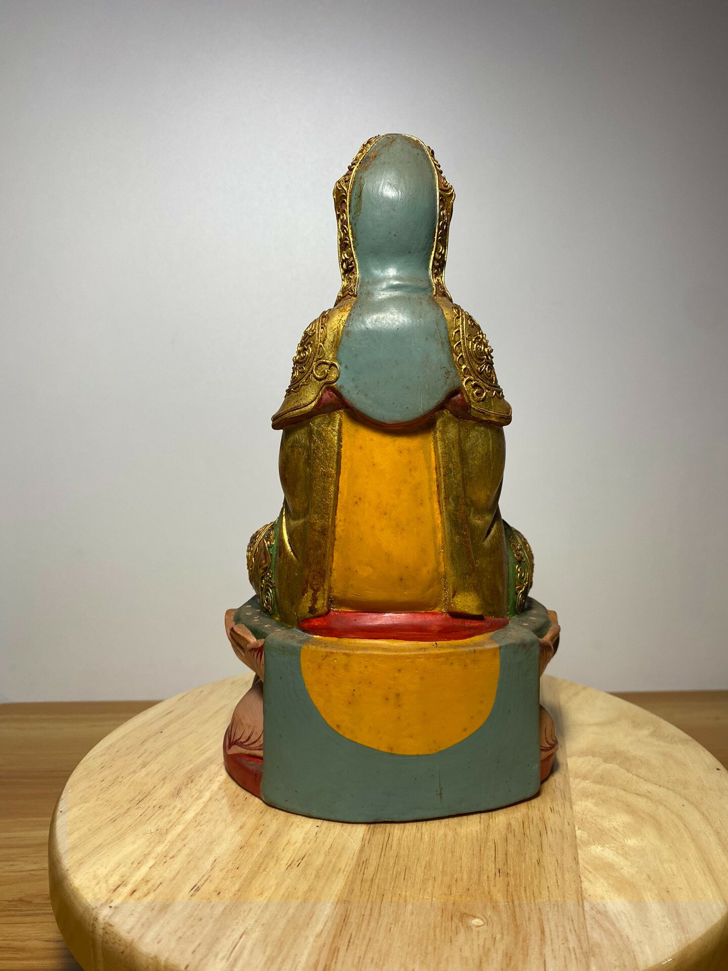 老柘植木精細彫刻 觀音菩薩站像 三面觀音 館蔵品110811