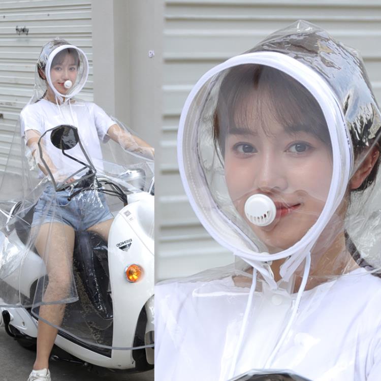 電瓶電動車雨衣單人女透明加大風防爆雨披服男士摩托騎行帶面罩的
