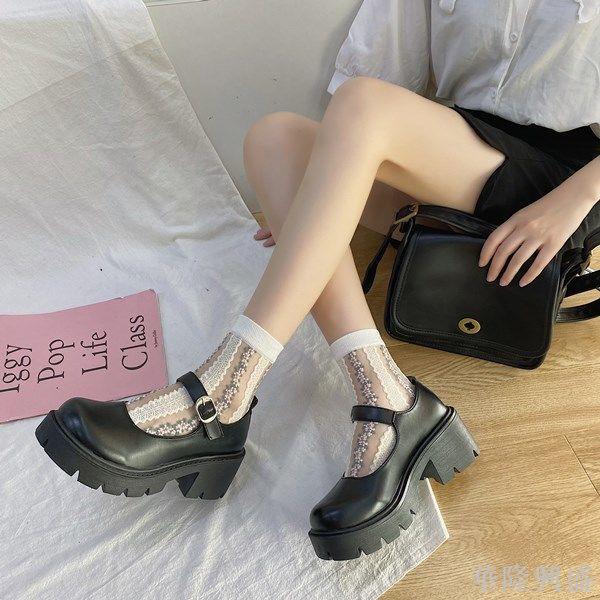 日系瑪麗珍鞋小皮鞋女厚底松糕鞋時尚百搭一字扣帶可愛JK女鞋高跟