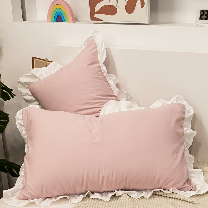 ins網紅款枕套一對裝家用花邊枕頭套外單個兒童枕芯內膽套48X74cm