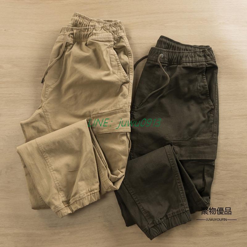 潮流男裝耐磨束腳日系工裝褲厚實寬版休閒褲工作褲男【聚物優品】
