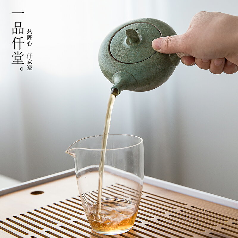 【優選百貨】茶壺家用簡約泡茶器手抓壺青釉陶瓷壺茶水壺功夫茶具套裝單人茶