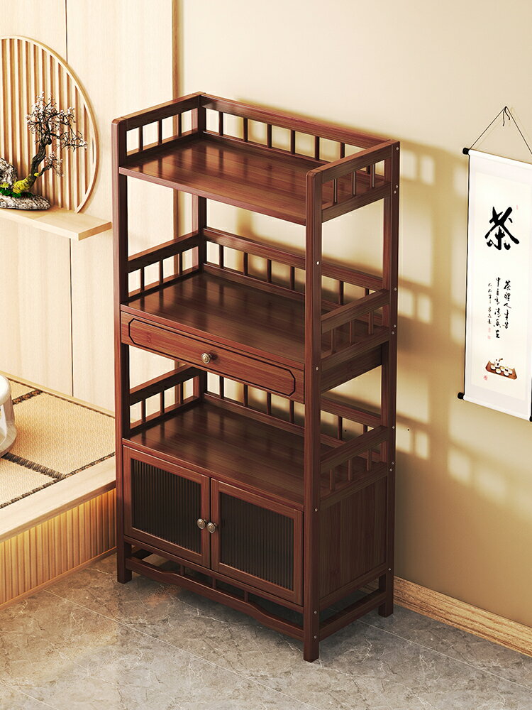 茶架子置物架茶室茶葉展示櫃新中式客廳小型博古架茶具擺放收納架
